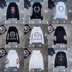 Chrome hearts 2025 Autumn and Winter Colorful Cross Leather Sanskrit Hooded Sweatshirt for Men and Women Casual and Versatile-2516  